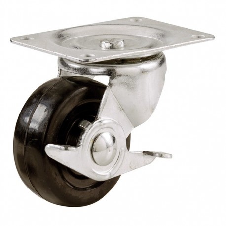 RUEDA BASE RÍGIDA CON FRENO 2.5" - Envío Gratuito