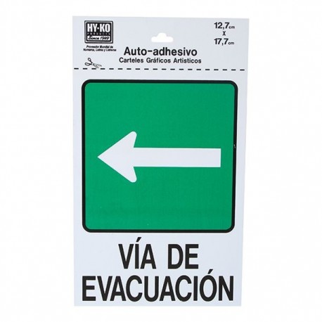 LETRERO DE PLÁSTICO DE "EVACUACIÓN" IZQUIERDA - Envío Gratuito