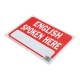 LETRERO DE 23 X 30 CM "ENGLISH SPOKEN HERE" (SE HABLA INGLÉS) - Envío Gratuito