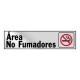 LETRERO DE "ÁREA DE NO FUMAR" 2" X 8" - Envío Gratuito