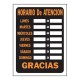 LETRERO HORARIO ATENCIÓN 9X12 - Envío Gratuito