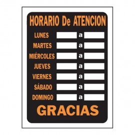 LETRERO HORARIO ATENCIÓN 9X12 - Envío Gratuito