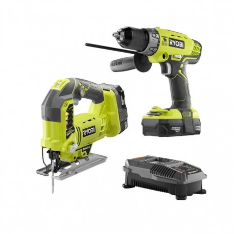 COMBO DE TALADRO DE PERCUSIÓN Y SIERRA CALADORA ORBITAL ONE+ CON BATERÍAS DE LITIO 18V RYOBI - Envío Gratuito