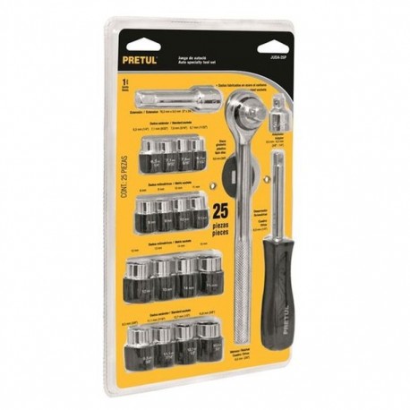 DADOS CUADRO 1/4 Y 3/8" 25 PIEZAS - Envío Gratuito