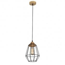 LÁMPARA COLGANTE VINTAGE CON MADERA - Envío Gratuito