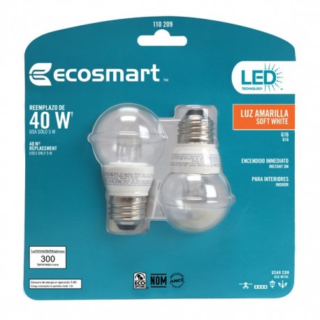 FOCO LED MINI GLOBO 5 W LUZ AMARILLA 2 PIEZAS - Envío Gratuito