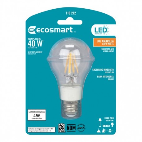 FOCO LED 5W A19 FILAMENTO LUZ AMARILLA 1 PIEZA - Envío Gratuito