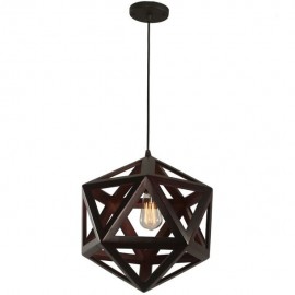 COLGANTE DE ACERO Y MADERA WENGUE 1 LUZ - Envío Gratuito