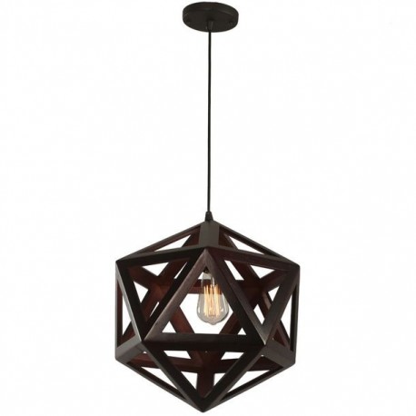 COLGANTE DE ACERO Y MADERA WENGUE 1 LUZ - Envío Gratuito