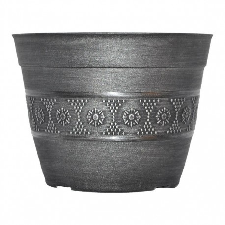 MACETA PLÁSTICA SIERRA 25 CM PLATA - Envío Gratuito