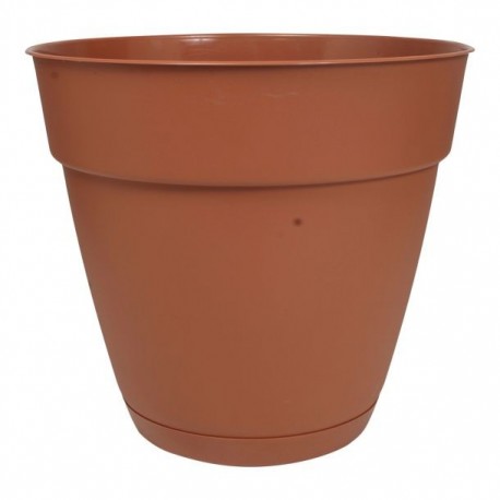 MACETA DE PLÁSTICO CON PLATO DE 16" TERRACOTA - Envío Gratuito