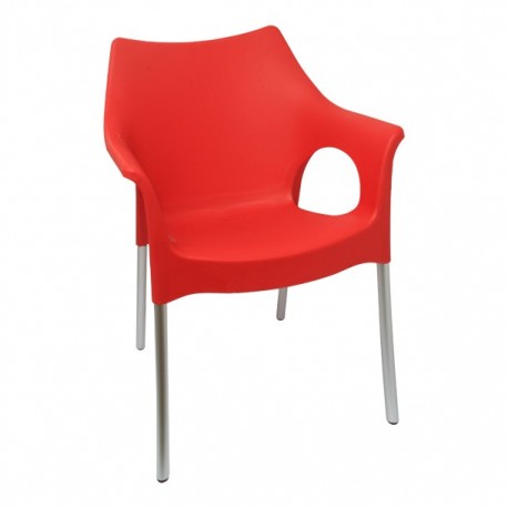 SILLA DE PLÁSTICO DESCANSABRAZOS ROJA - Envío Gratuito