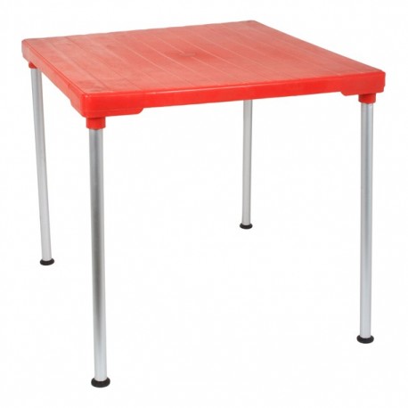 MESA CUADRADA PATAS DE ALUMINIO ROJA - Envío Gratuito