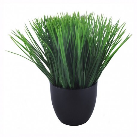 PLANTA ARTIFICIAL PASTO LARGO MACETA NEGRA BETTER PLACE - Envío Gratuito