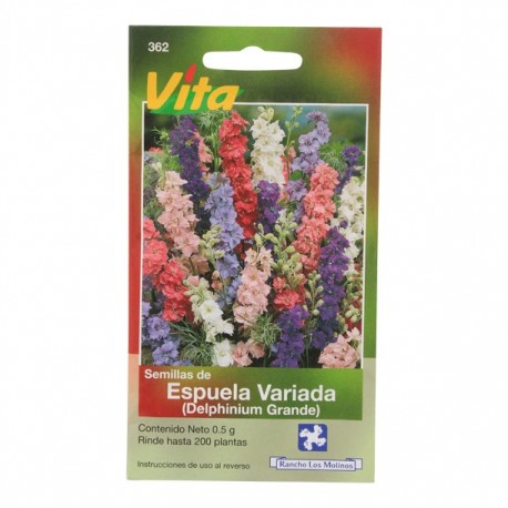 SEMILLAS DE DELPHINIUM GRANDE VARIADO 362 - Envío Gratuito