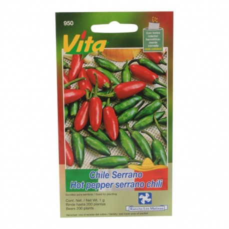 SEMILLAS DE CHILE SERRANO 950 - Envío Gratuito