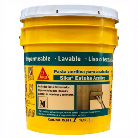 SIKA ESTUKA ACRÍLICO F BLANCO CUBETA 27 KG - Envío Gratuito