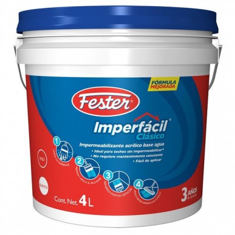 IMPERMEABILIZANTE FESTER IMPERFACIL CLASICO 3 AÑOS ROJO 4L - Envío Gratuito