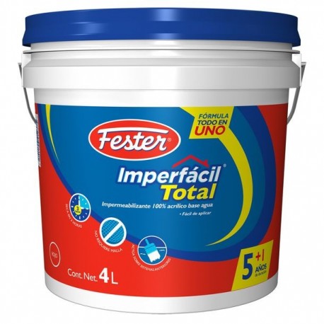 IMPERMEABILIZANTE FESTER IMPERFACIL TOTALL 6 AÑOS ROJO 4L - Envío Gratuito