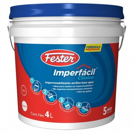 IMPERMEABILIZANTE FESTER IMPERFACIL CLÁSICO 5 AÑOS ROJO 4L - Envío Gratuito