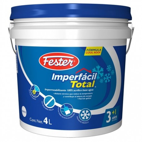 IMPERMEABILIZANTE FESTER IMPERFACIL TOTAL 4 AÑOS BLANCO 4L - Envío Gratuito