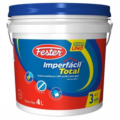 IMPERMEABILIZANTE FESTER IMPERFACIL TOTAL 4 AÑOS ROJO 4L - Envío Gratuito