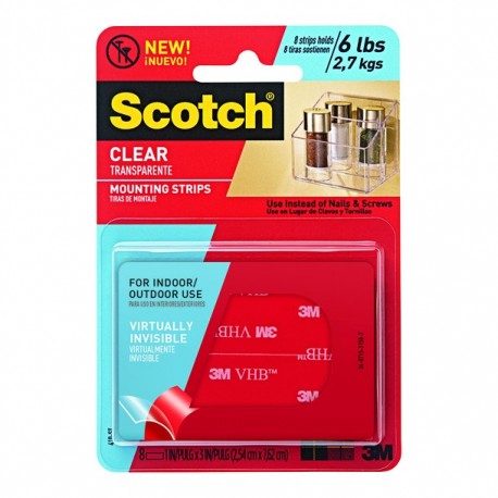 3M SCOTCH TIRAS DE MONTAJE TRANSPARENTES PARA USO INTERIOR/ EXTERIOR - Envío Gratuito