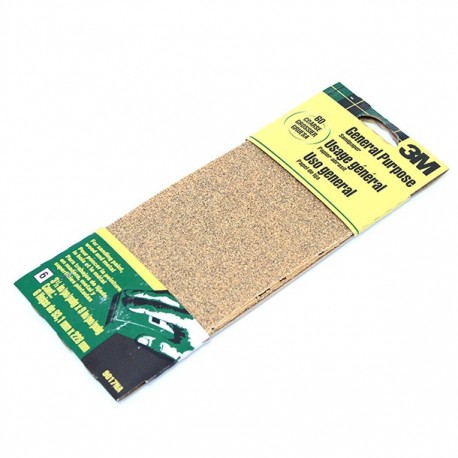 3M LIJA PINTURA MADERA METAL 3-2/3X9 GRANO FINO USO GENERAL - Envío Gratuito