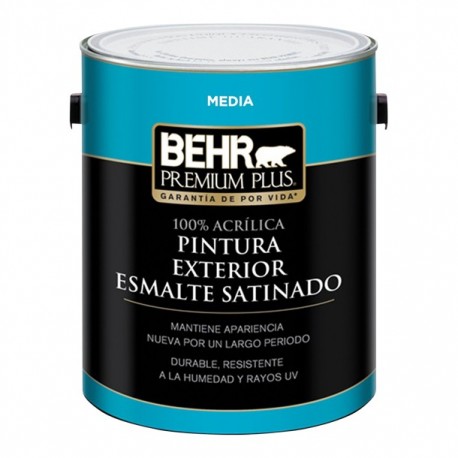 PINTURA PREMIUM PLUS EXTERIOR SATINADO BASE MEDIA 1G - Envío Gratuito