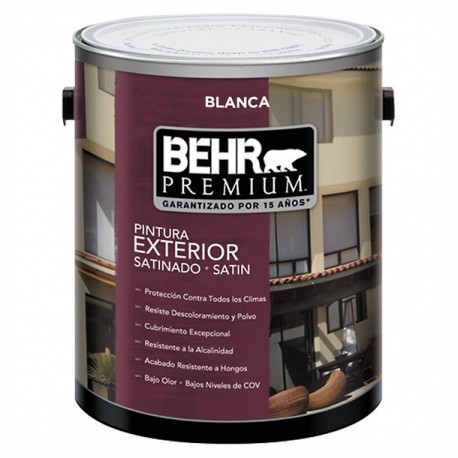 PINTURA PREMIUM EXTERIOR SATINADO BASE BLANCA 1G - Envío Gratuito
