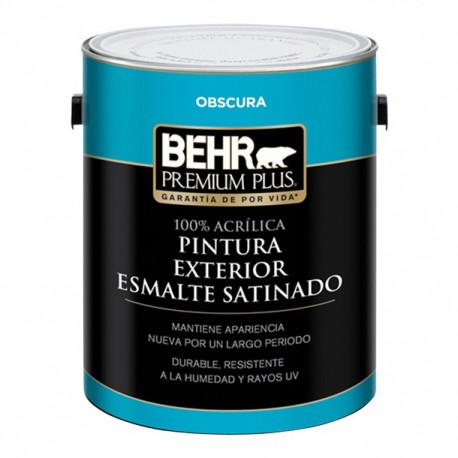 PINTURA PREMIUM PLUS EXTERIOR SATINADO BASE OSCURA 1G - Envío Gratuito