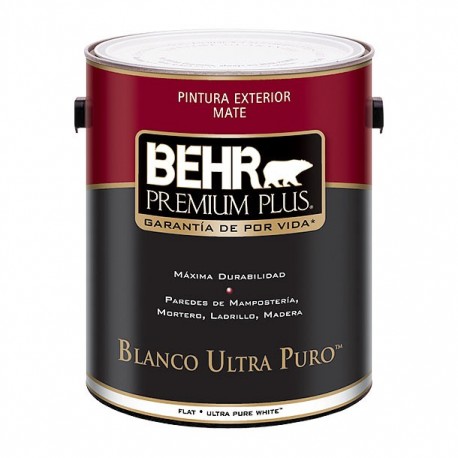 PINTURA PREMIUM PLUS EXTERIOR MATE BASE ULTRA BLANCA 1G - Envío Gratuito