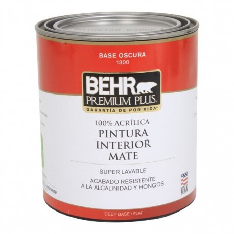 PINTURA PREMIUM PLUS INTERIOR MATE BASE OSCURA 1L - Envío Gratuito