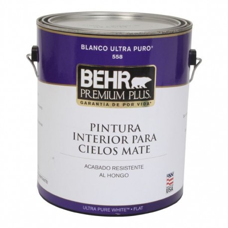 PINTURA PREMIUM PLUS ULTRA INTERIOR PARA CIELOS MATE BASE ULTRA BLANCA 1G - Envío Gratuito