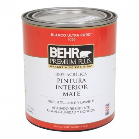 PINTURA PREMIUM PLUS INTERIOR MATE BASE ULTRA BLANCA 1L - Envío Gratuito