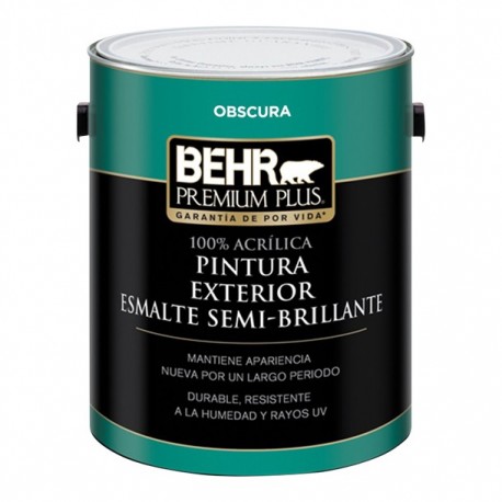 PINTURA PREMIUM PLUS EXTERIOR SEMIBRILLANTE BASE OSCURA 1G - Envío Gratuito