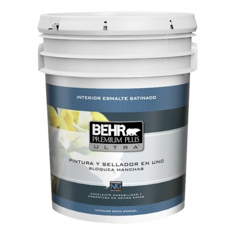 PINTURA PINTURA PREMIUM PLUS ULTRA INTERIOR SATINADO BASE ULTRA BLANCA 5G - Envío Gratuito