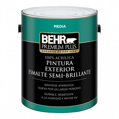 PINTURA PREMIUM PLUS EXTERIOR SEMIBRILLANTE BASE MEDIA 1G - Envío Gratuito