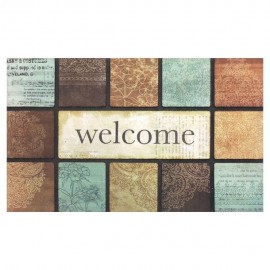 TAPETE WELCOME BLUE & BROWN 45 X 75 CM BIOTRADE - Envío Gratuito
