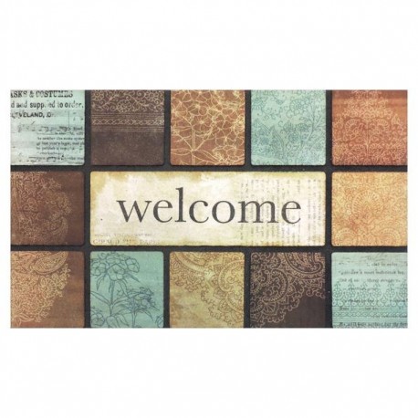 TAPETE WELCOME BLUE & BROWN 45 X 75 CM BIOTRADE - Envío Gratuito