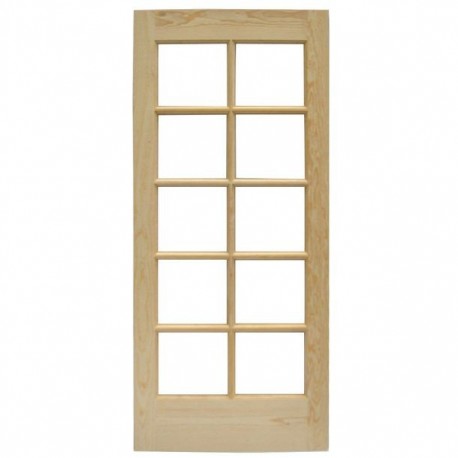 PUERTA PINO 10 VIDRIOS 90X213CM - Envío Gratuito