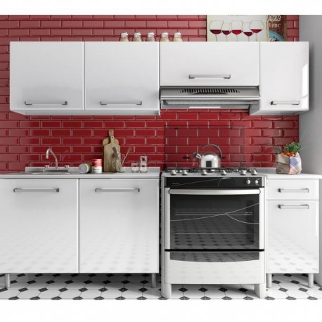 COCINA ACERO ITALIA BLANCA 2.40 MT - Envío Gratuito