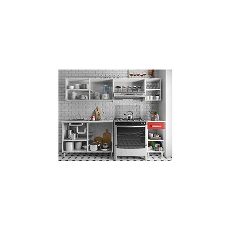 COCINA ACERO ITALIA 2.4 M ROJA - Envío Gratuito