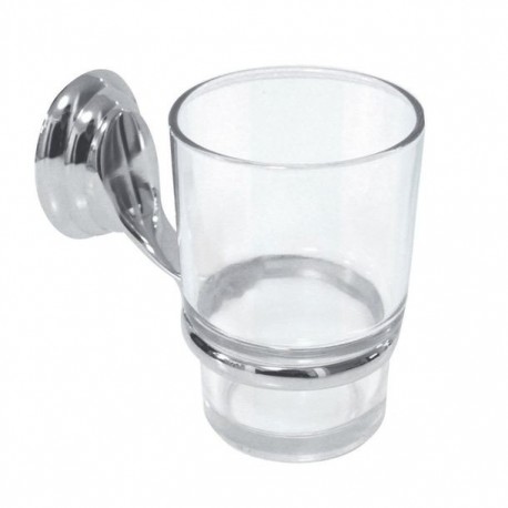 PORTA VASO CROMADO CON VASO DE VIDRIO - Envío Gratuito