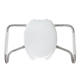 ASIENTO PARA BAÑO ALARGADO PLÁSTICO BLANCO CON BRAZOS DE ACERO INOXIDABLE - Envío Gratuito