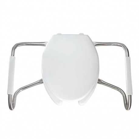 ASIENTO PARA BAÑO ALARGADO PLÁSTICO BLANCO CON BRAZOS DE ACERO INOXIDABLE - Envío Gratuito