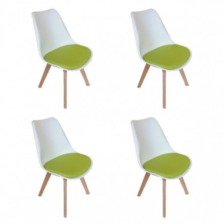 SILLA FRANKFURT BLANCA/VERDE, 4 PIEZAS - Envío Gratuito