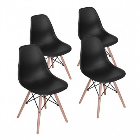 SILLA RICO NEGRA, 4 PIEZAS - Envío Gratuito