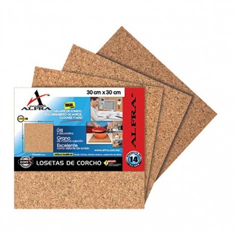 PAQUETE 4 LOSETA CORCHO 6MM 30X30 CM ALFRA ALFRA - Envío Gratuito