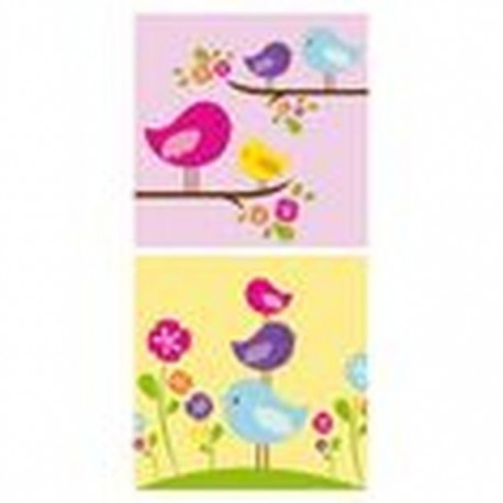 SET 2 CUADROS PÁJAROS 30X30CM - Envío Gratuito